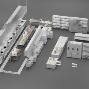 现代后厨操作台3D模型下载